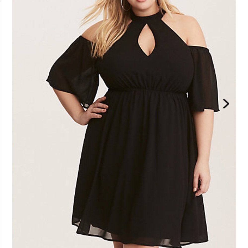 Torrid Cold Shoulder Chiffon Skater Dress